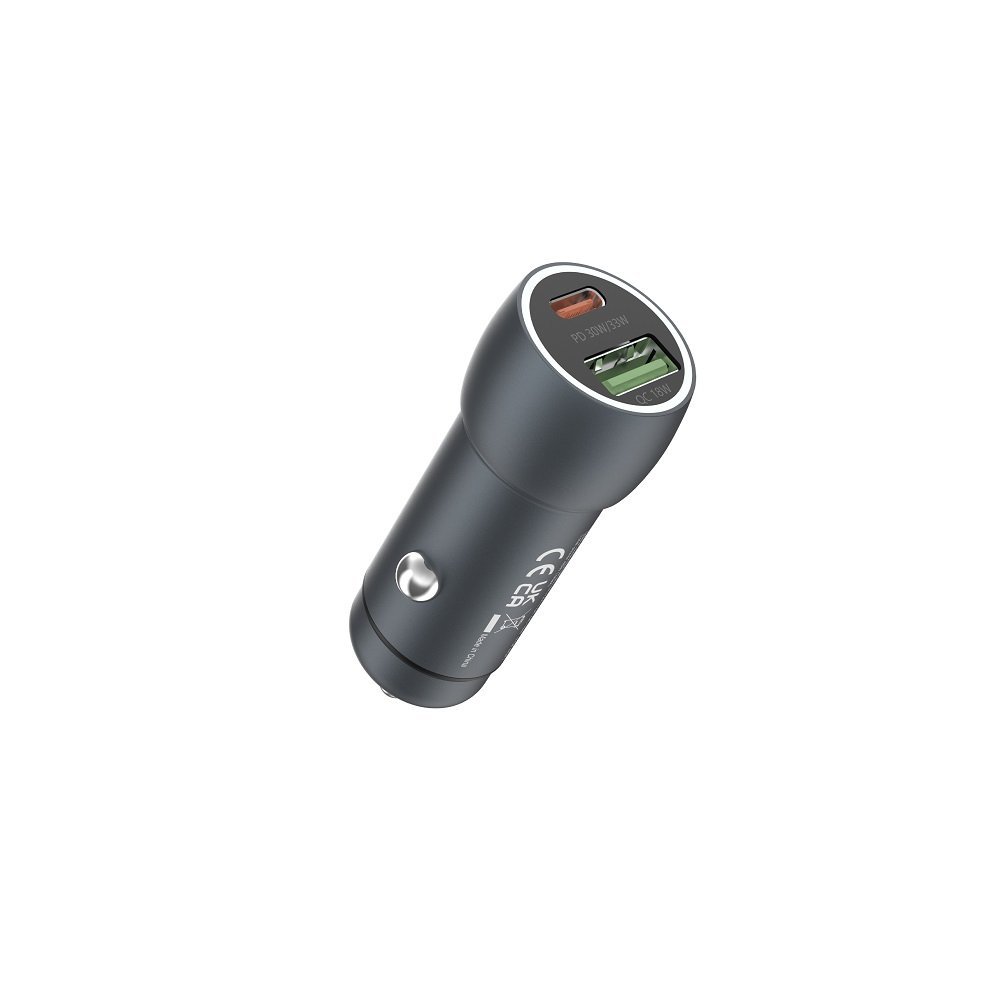Devia car charger Extreme PD QC 3.0 30W + 18W 1x USB 1x USB-C deep gray
