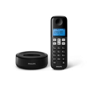 Philips D1611B/GRS Μαύρο (Ελληνικό Μενού) Ασύρματο τηλέφωνο ανοιχτή ακρόαση, φωτιζόμενη οθόνη και 50 μνήμες