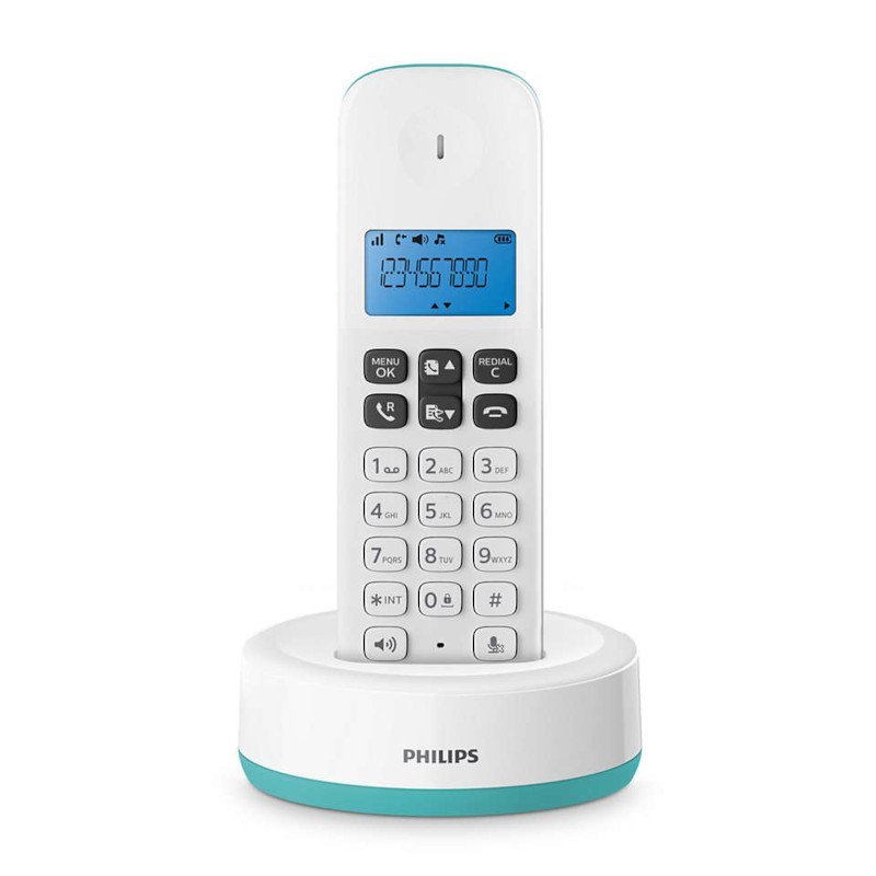 Philips D1611T/GRS Τυρκουάζ (Ελληνικό Μενού) Ασύρματο τηλέφωνο με ανοιχτή ακρόαση, φωτιζόμενη οθόνη και 50 μνήμες