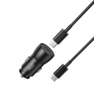 XO CC57 car charger PD 25W 1x USB-C + USB-C – USB-C cable black