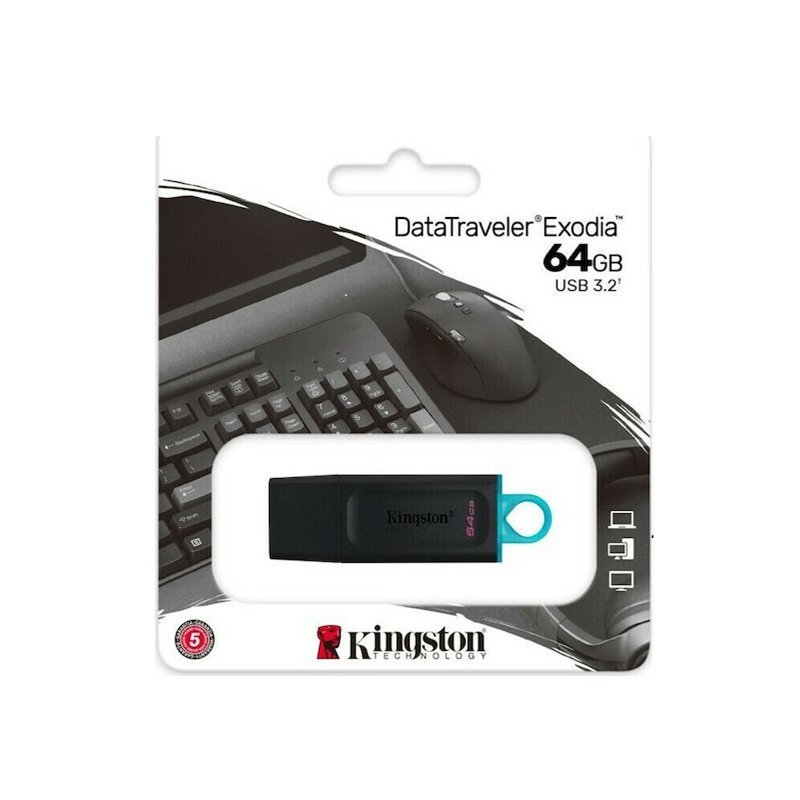 Kingston DataTraveler Exodia 64GB USB 3.2 Stick Μαύρο